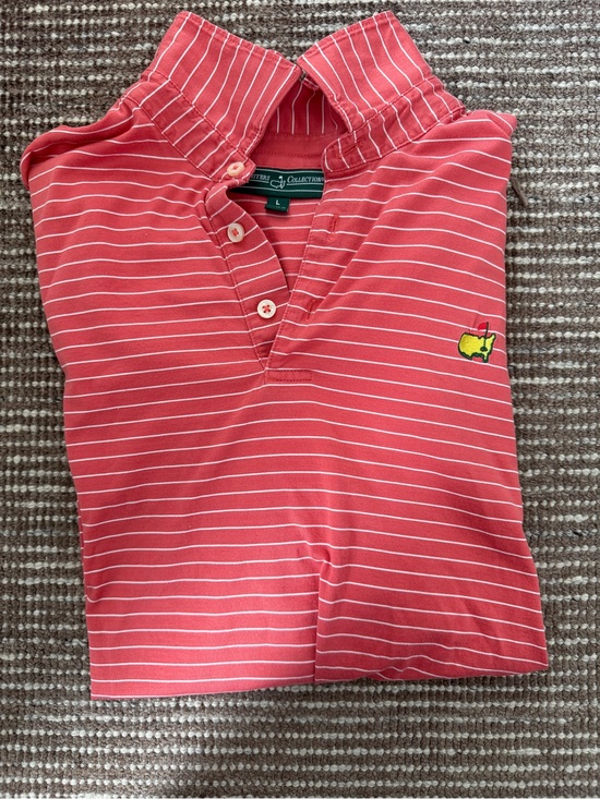 Masters Other - Masters Coral Pink Striped Polo Shirt